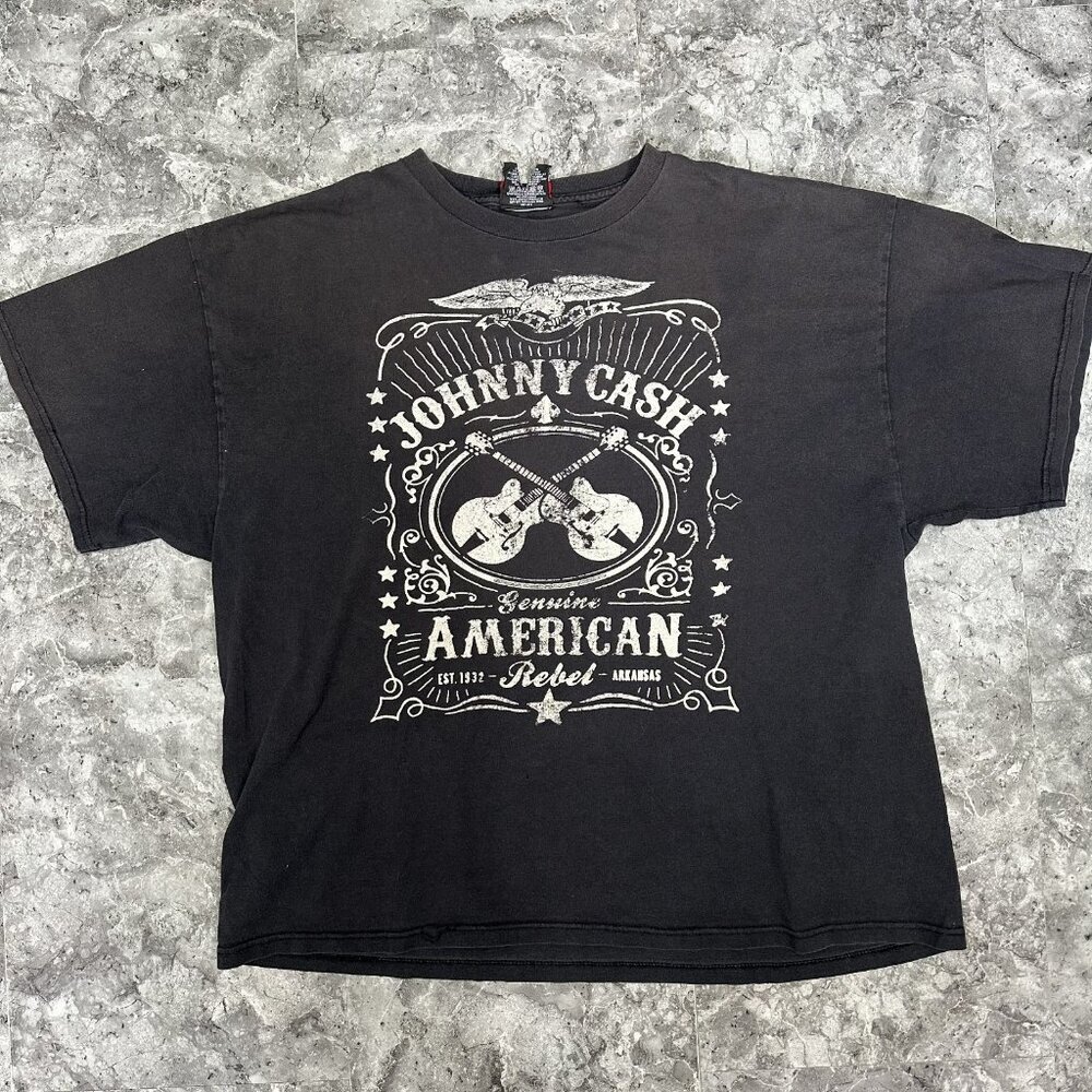VINTAGE Zion Rootswear Johnny Cash American Rebel Graphic T-shirt Men XL
